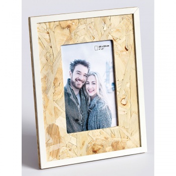 Holz-Fotorahmen CHIP 10x15 cm | braun-weiß | Normalglas